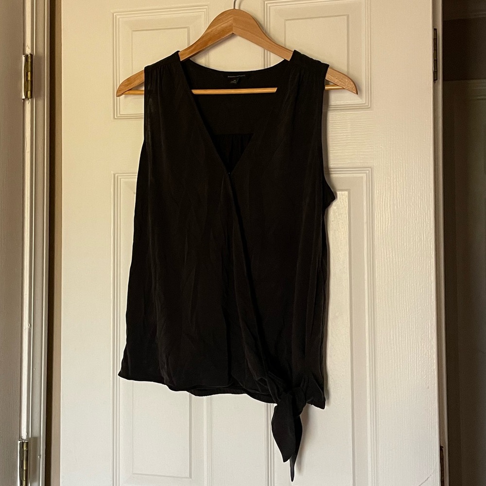 Banana Republic Faux Wrap Black Tank